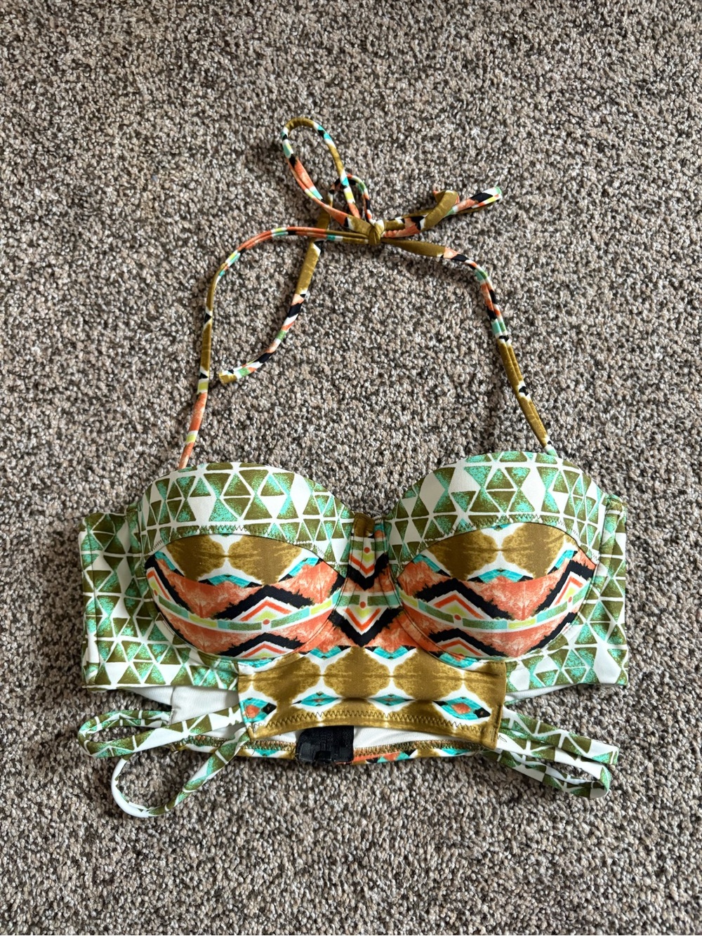 Volcom Multicolor Bandeau Bikini Top with Halter